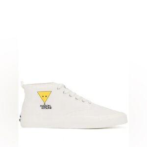 MAISON KISTUNE Triangle Fox-print High-top Canvas Trainers White size 10.5 men